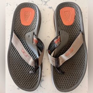 Teva Brown Flip Flops with Orange Accent Strap Men's size 9